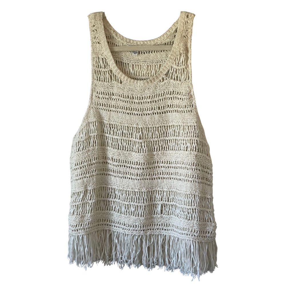 American Eagle Outfitters Ivory Crochet Tank, hippie tank top